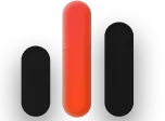 Three vertical bars, one red.